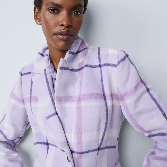 NWT Ann Taylor Plaid Chesterfield Coat - Picture 4 of 6